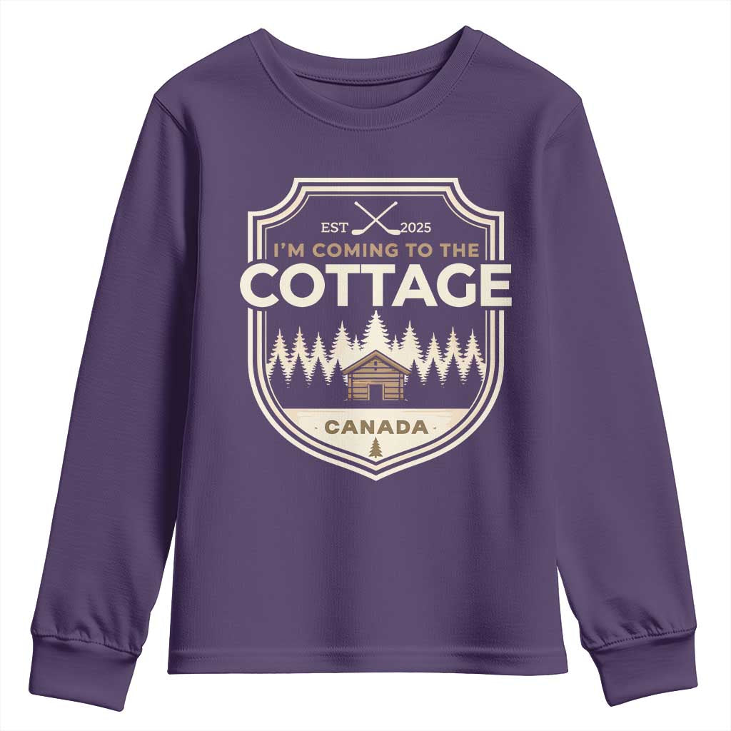 I Am Coming To The Cottage Youth Sweatshirt Funny Romance Hockey TS11 Purple Print Your Wear