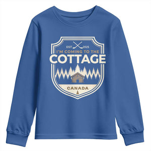 I Am Coming To The Cottage Youth Sweatshirt Funny Romance Hockey TS11 Royal Blue Print Your Wear