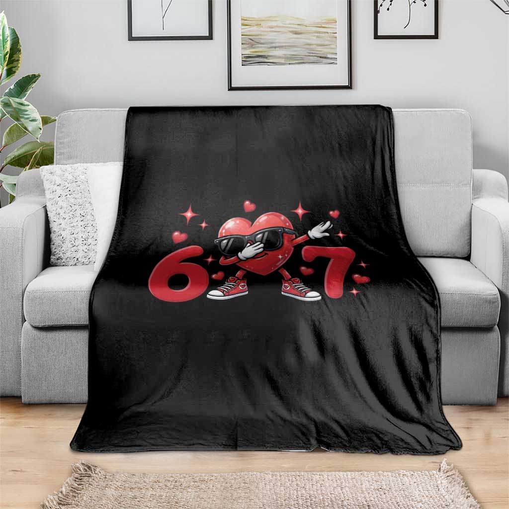 Funny Six Seven 67 Valentines Dabbing Heart Throw Blanket TS11 Print Your Wear