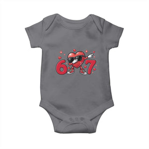 Funny Six Seven 67 Valentines Dabbing Heart Baby Onesie TS11 Charcoal Print Your Wear
