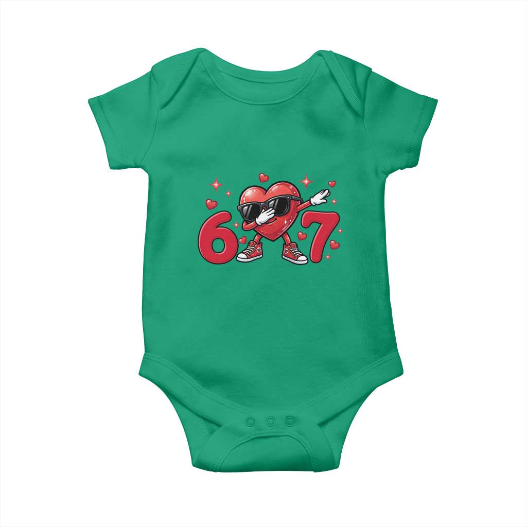 Funny Six Seven 67 Valentines Dabbing Heart Baby Onesie TS11 Irish Green Print Your Wear