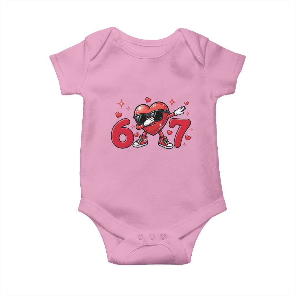 Funny Six Seven 67 Valentines Dabbing Heart Baby Onesie TS11 Light Pink Print Your Wear