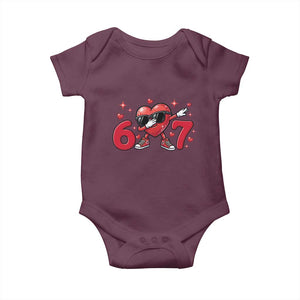 Funny Six Seven 67 Valentines Dabbing Heart Baby Onesie TS11 Maroon Print Your Wear