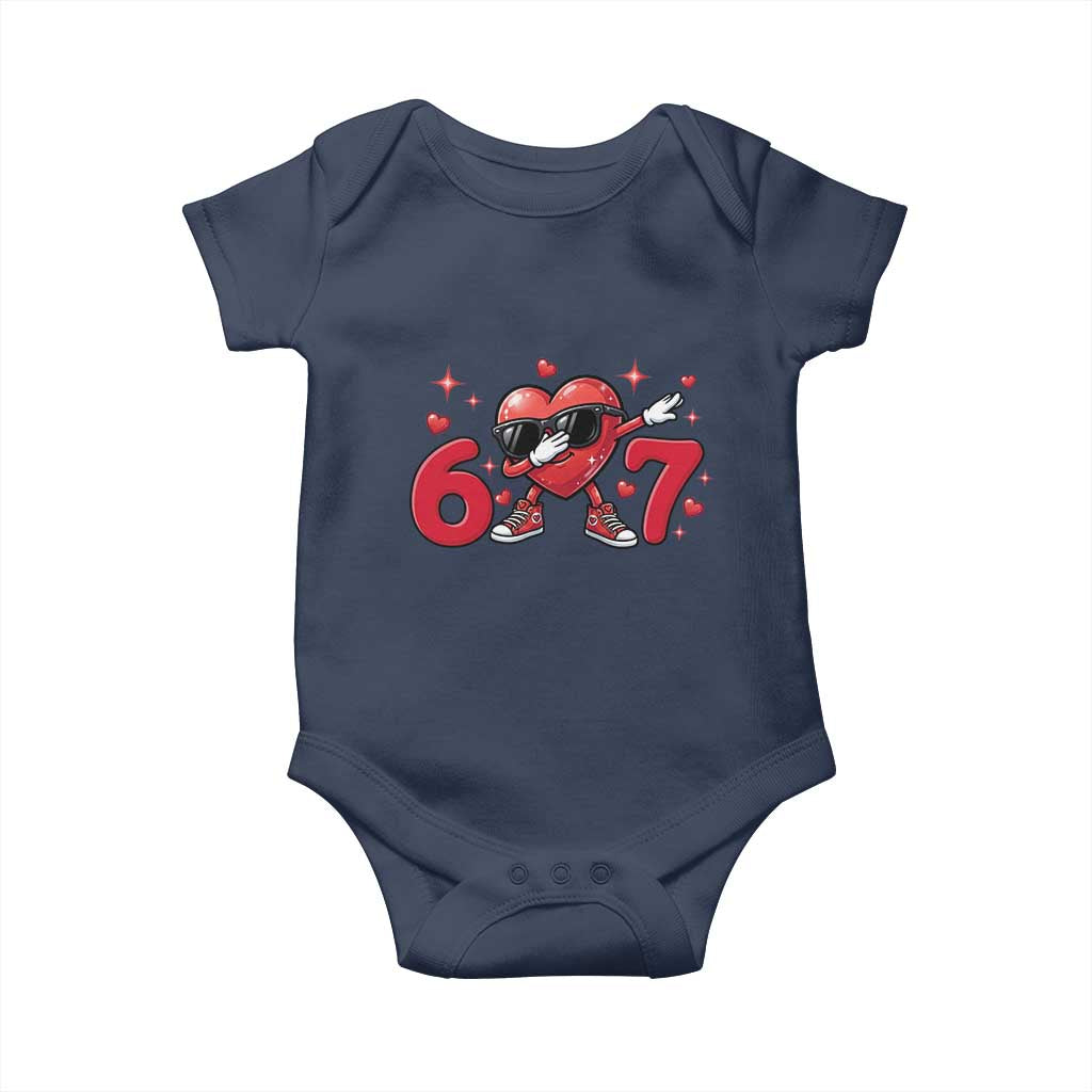 Funny Six Seven 67 Valentines Dabbing Heart Baby Onesie TS11 Navy Print Your Wear