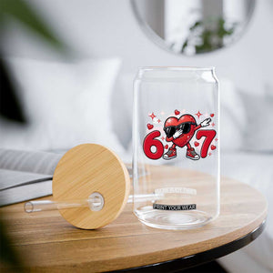 Funny Six Seven 67 Valentines Dabbing Heart Glass Can TS11 Print Your Wear