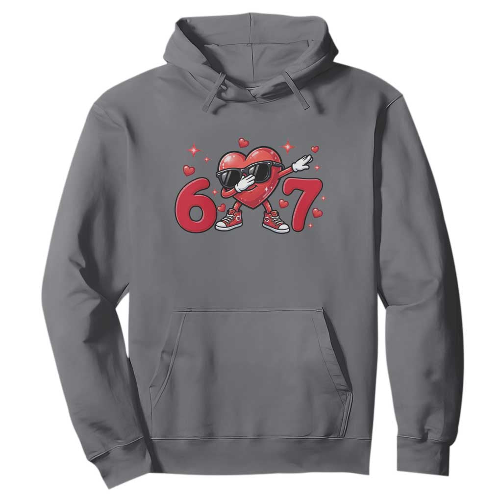 Funny Six Seven 67 Valentines Dabbing Heart Hoodie TS11 Charcoal Print Your Wear