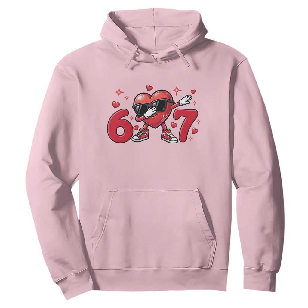 Funny Six Seven 67 Valentines Dabbing Heart Hoodie TS11 Light Pink Print Your Wear