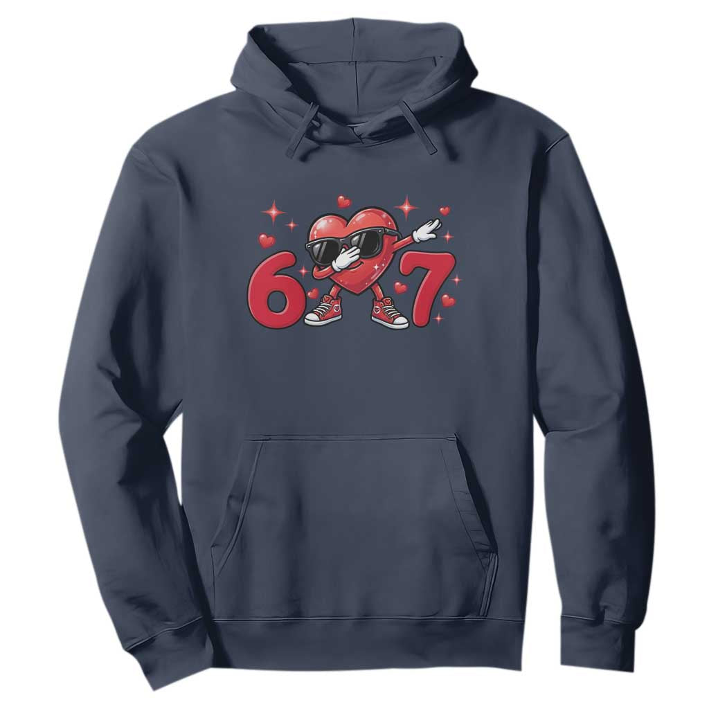 Funny Six Seven 67 Valentines Dabbing Heart Hoodie TS11 Navy Print Your Wear