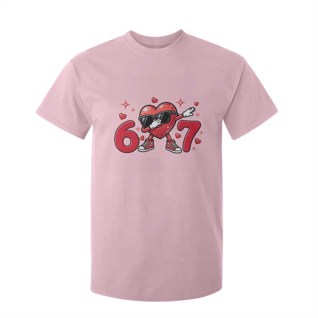 Funny Six Seven 67 Valentines Dabbing Heart T Shirt For Kid TS11 Light Pink Print Your Wear