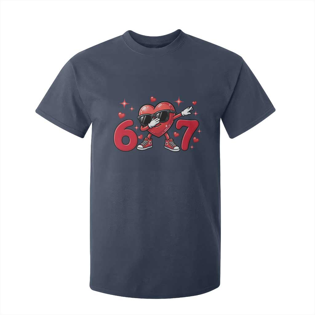 Funny Six Seven 67 Valentines Dabbing Heart T Shirt For Kid TS11 Navy Print Your Wear