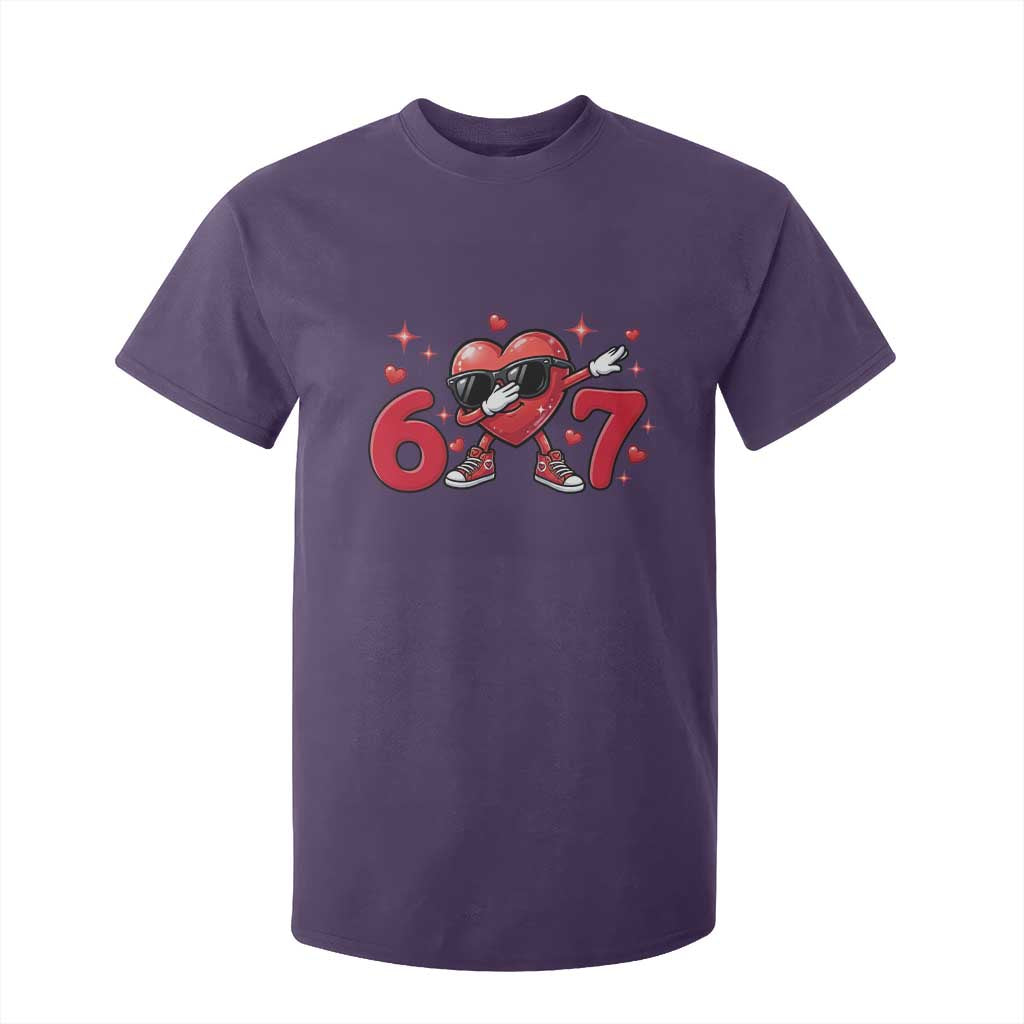 Funny Six Seven 67 Valentines Dabbing Heart T Shirt For Kid TS11 Purple Print Your Wear