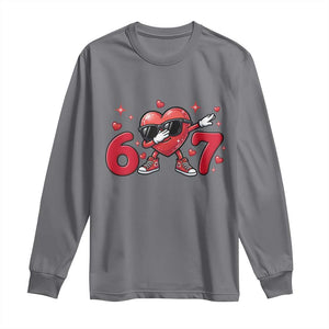 Funny Six Seven 67 Valentines Dabbing Heart Long Sleeve Shirt TS11 Charcoal Print Your Wear