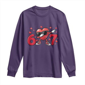 Funny Six Seven 67 Valentines Dabbing Heart Long Sleeve Shirt TS11 Purple Print Your Wear