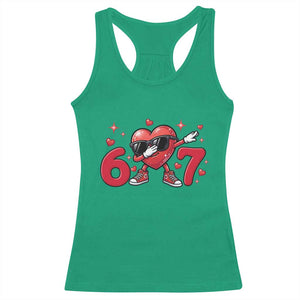 Funny Six Seven 67 Valentines Dabbing Heart Racerback Tank Top TS11 Irish Green Print Your Wear