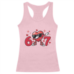 Funny Six Seven 67 Valentines Dabbing Heart Racerback Tank Top TS11 Light Pink Print Your Wear