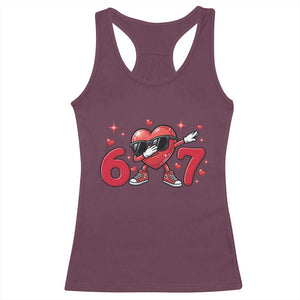 Funny Six Seven 67 Valentines Dabbing Heart Racerback Tank Top TS11 Maroon Print Your Wear