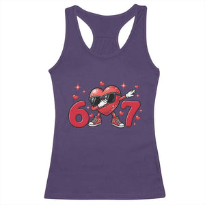 Funny Six Seven 67 Valentines Dabbing Heart Racerback Tank Top TS11 Purple Print Your Wear