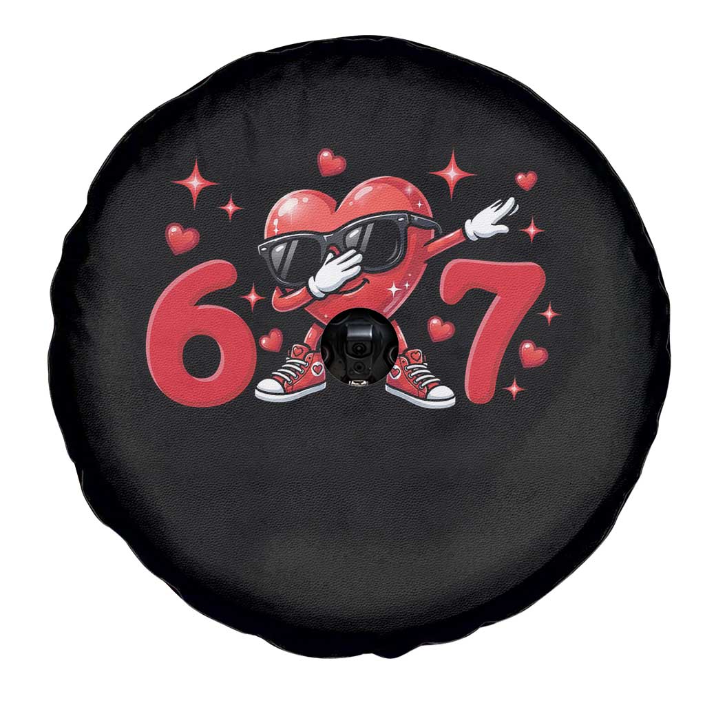 Funny Six Seven 67 Valentines Dabbing Heart Spare Tire Cover TS11 Print Your Wear