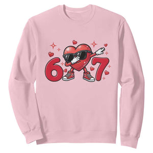 Funny Six Seven 67 Valentines Dabbing Heart Sweatshirt TS11 Light Pink Print Your Wear