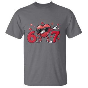 Funny Six Seven 67 Valentines Dabbing Heart T Shirt TS11 Charcoal Print Your Wear