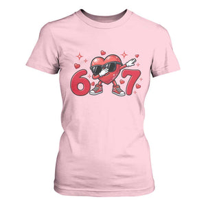 Funny Six Seven 67 Valentines Dabbing Heart T Shirt For Women TS11 Light Pink Print Your Wear