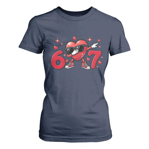 Funny Six Seven 67 Valentines Dabbing Heart T Shirt For Women TS11 Navy Print Your Wear