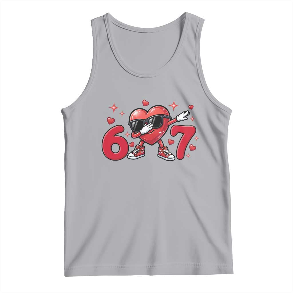Funny Six Seven 67 Valentines Dabbing Heart Tank Top TS11 Athletic Heather Print Your Wear