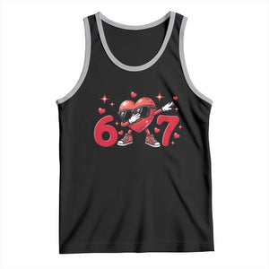 Funny Six Seven 67 Valentines Dabbing Heart Tank Top TS11 Black Athletic Heather Print Your Wear