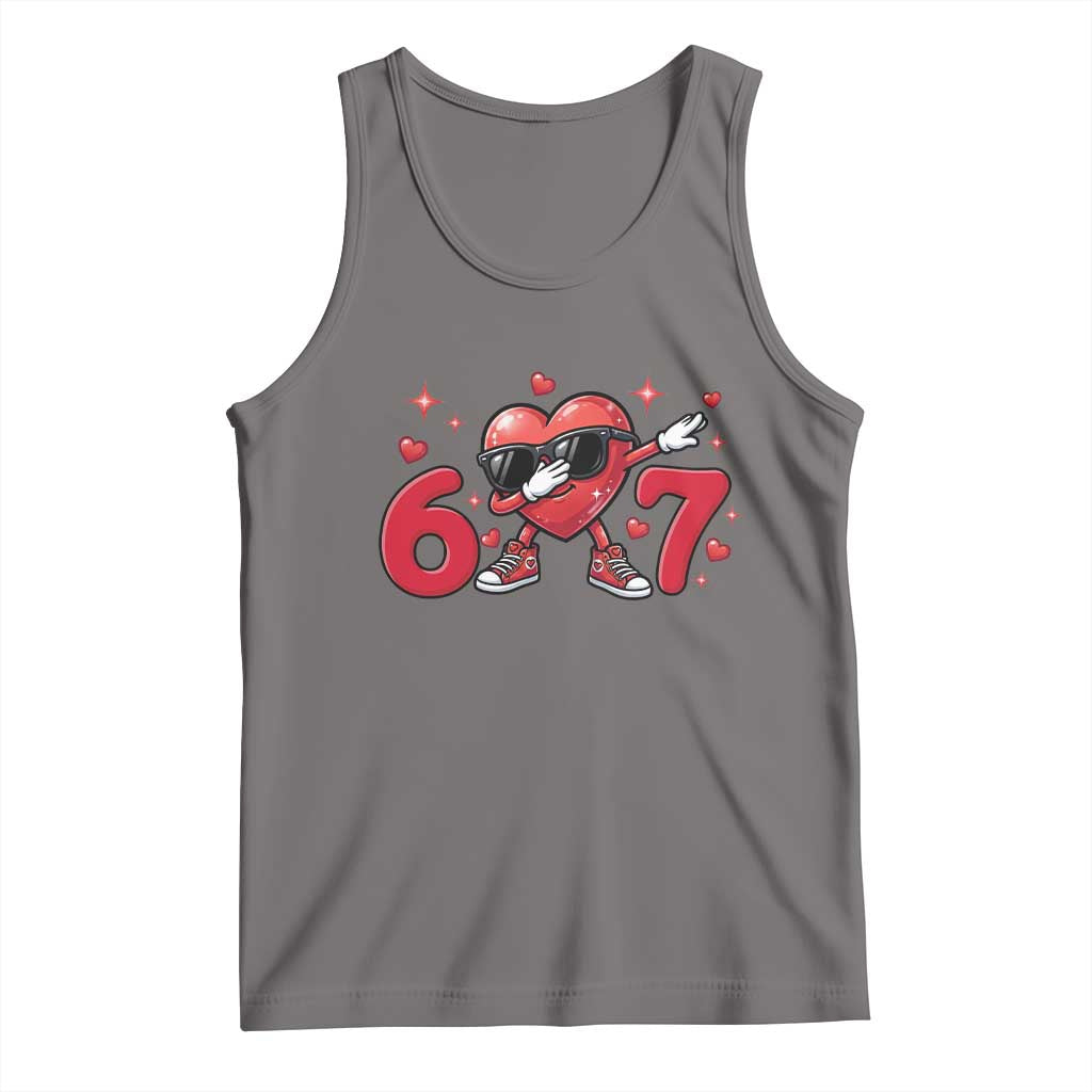 Funny Six Seven 67 Valentines Dabbing Heart Tank Top TS11 Deep Heather Print Your Wear