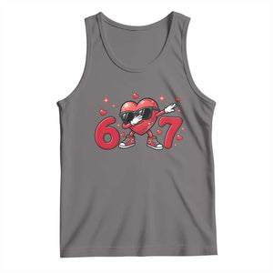Funny Six Seven 67 Valentines Dabbing Heart Tank Top TS11 Deep Heather Print Your Wear