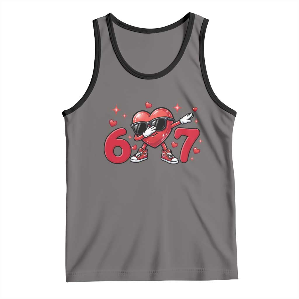Funny Six Seven 67 Valentines Dabbing Heart Tank Top TS11 Deep Heather Black Print Your Wear