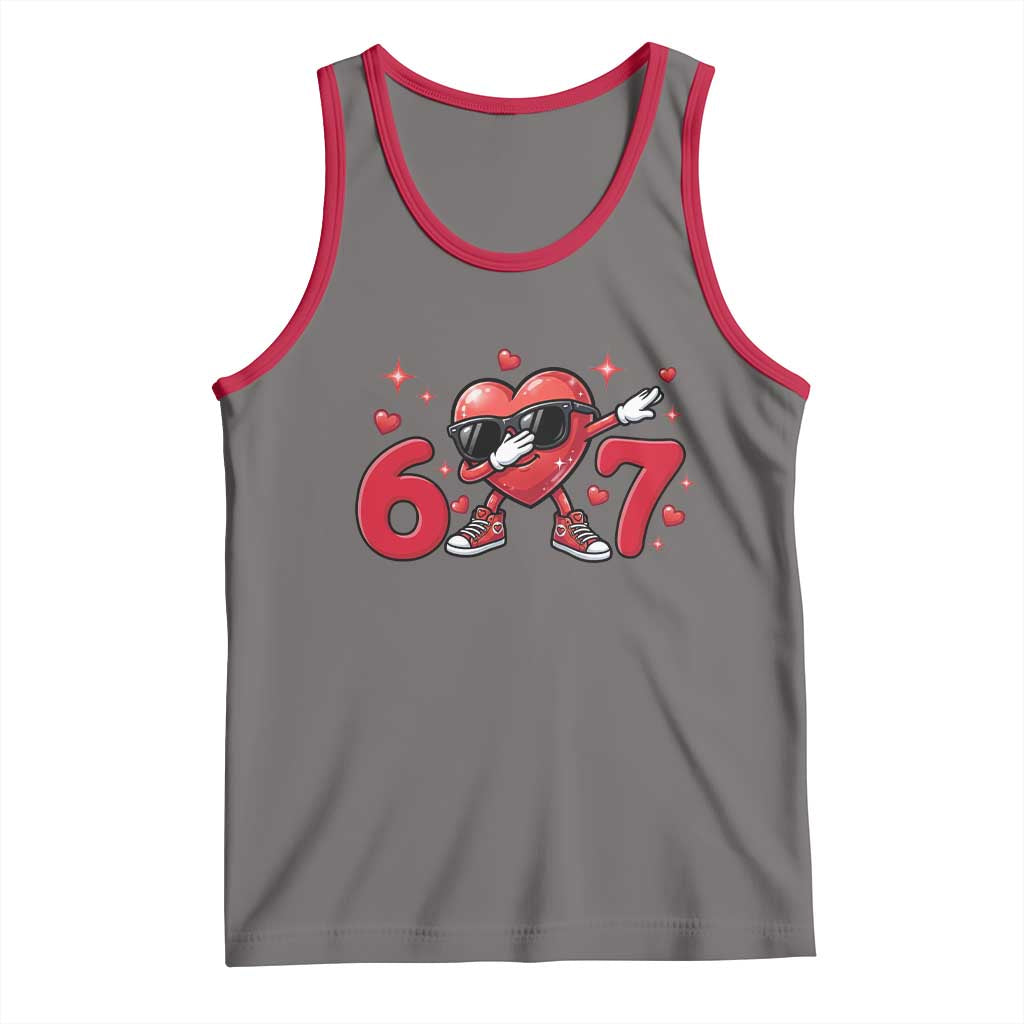 Funny Six Seven 67 Valentines Dabbing Heart Tank Top TS11 Deep Heather Red Print Your Wear