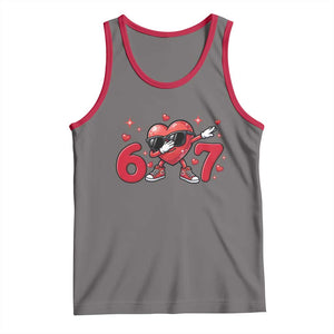 Funny Six Seven 67 Valentines Dabbing Heart Tank Top TS11 Deep Heather Red Print Your Wear