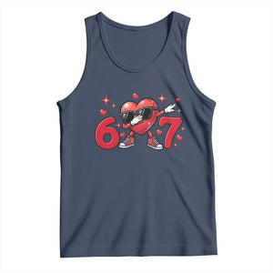 Funny Six Seven 67 Valentines Dabbing Heart Tank Top TS11 Navy Print Your Wear