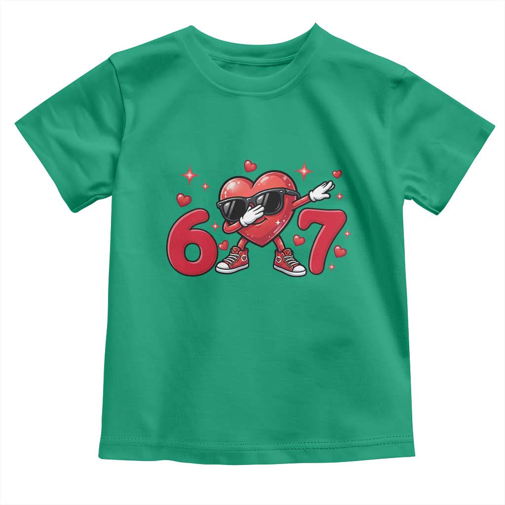 Funny Six Seven 67 Valentines Dabbing Heart Toddler T Shirt TS11 Irish Green Print Your Wear