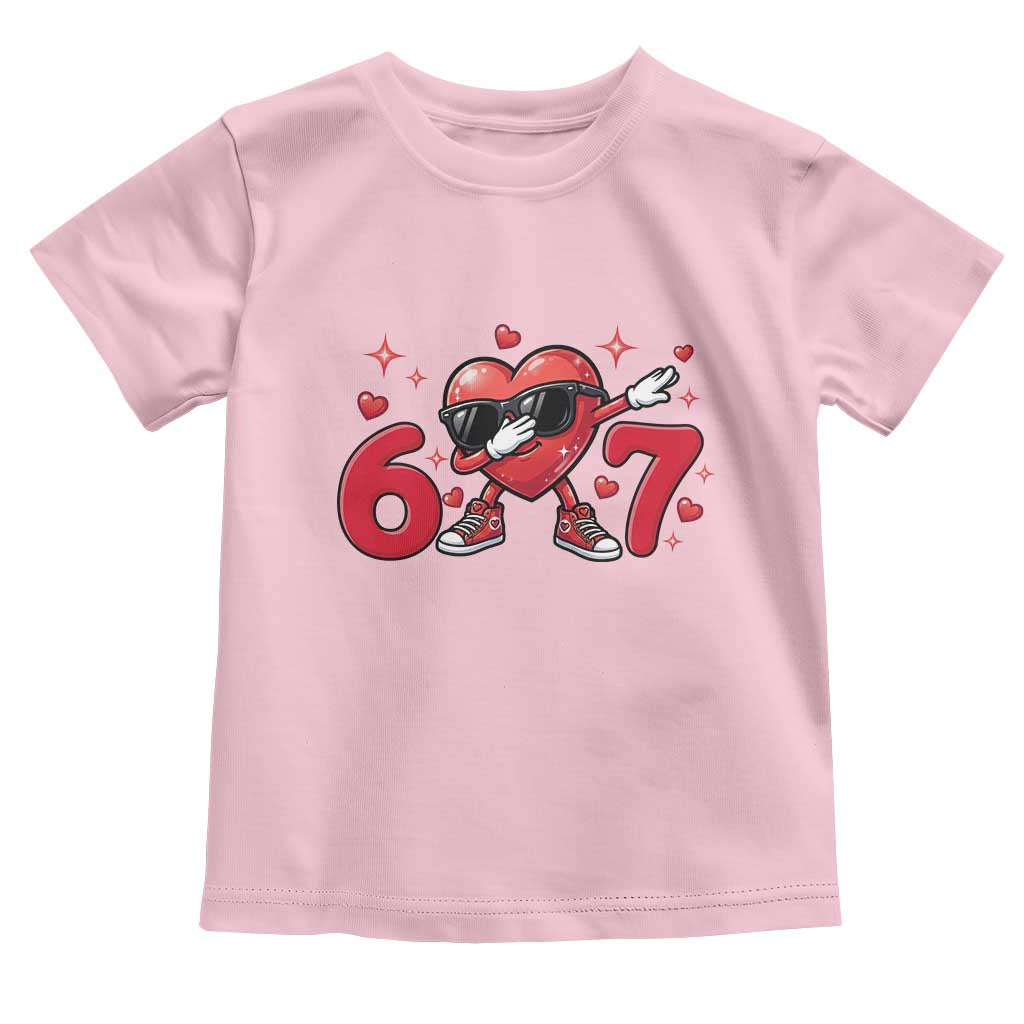 Funny Six Seven 67 Valentines Dabbing Heart Toddler T Shirt TS11 Light Pink Print Your Wear