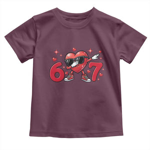 Funny Six Seven 67 Valentines Dabbing Heart Toddler T Shirt TS11 Maroon Print Your Wear
