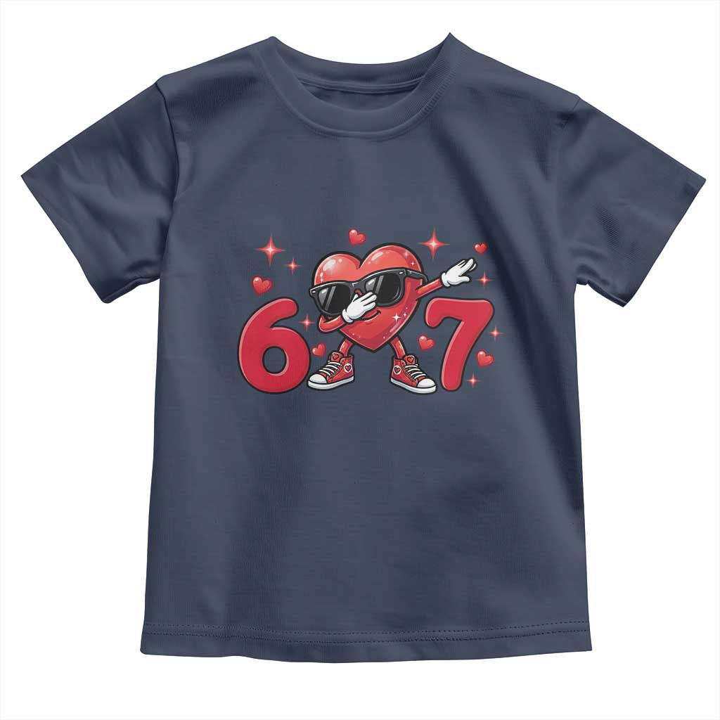 Funny Six Seven 67 Valentines Dabbing Heart Toddler T Shirt TS11 Navy Print Your Wear