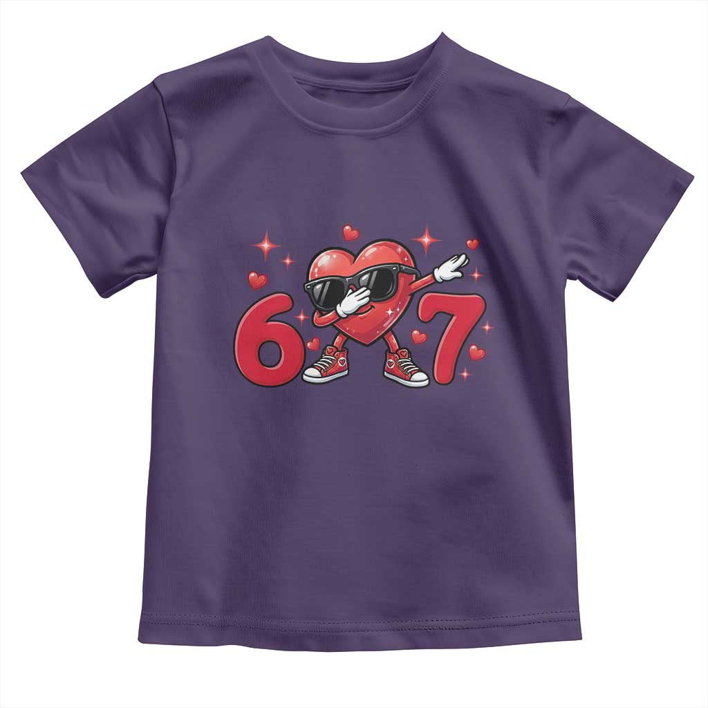 Funny Six Seven 67 Valentines Dabbing Heart Toddler T Shirt TS11 Purple Print Your Wear