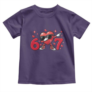 Funny Six Seven 67 Valentines Dabbing Heart Toddler T Shirt TS11 Purple Print Your Wear
