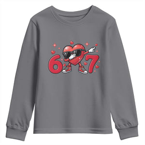 Funny Six Seven 67 Valentines Dabbing Heart Youth Sweatshirt TS11 Charcoal Print Your Wear