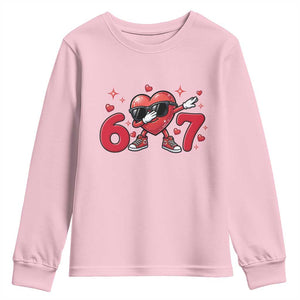 Funny Six Seven 67 Valentines Dabbing Heart Youth Sweatshirt TS11 Light Pink Print Your Wear