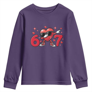 Funny Six Seven 67 Valentines Dabbing Heart Youth Sweatshirt TS11 Purple Print Your Wear