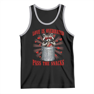 Funny Raccoon Valentine Tank Top Love Is Overrated Pass The Snacks TS11 Black Athletic Heather Print Your Wear