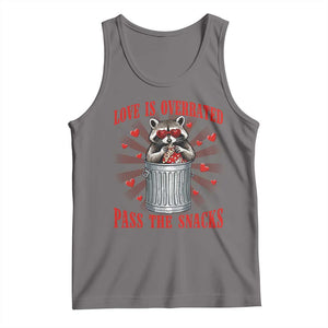 Funny Raccoon Valentine Tank Top Love Is Overrated Pass The Snacks TS11 Deep Heather Print Your Wear