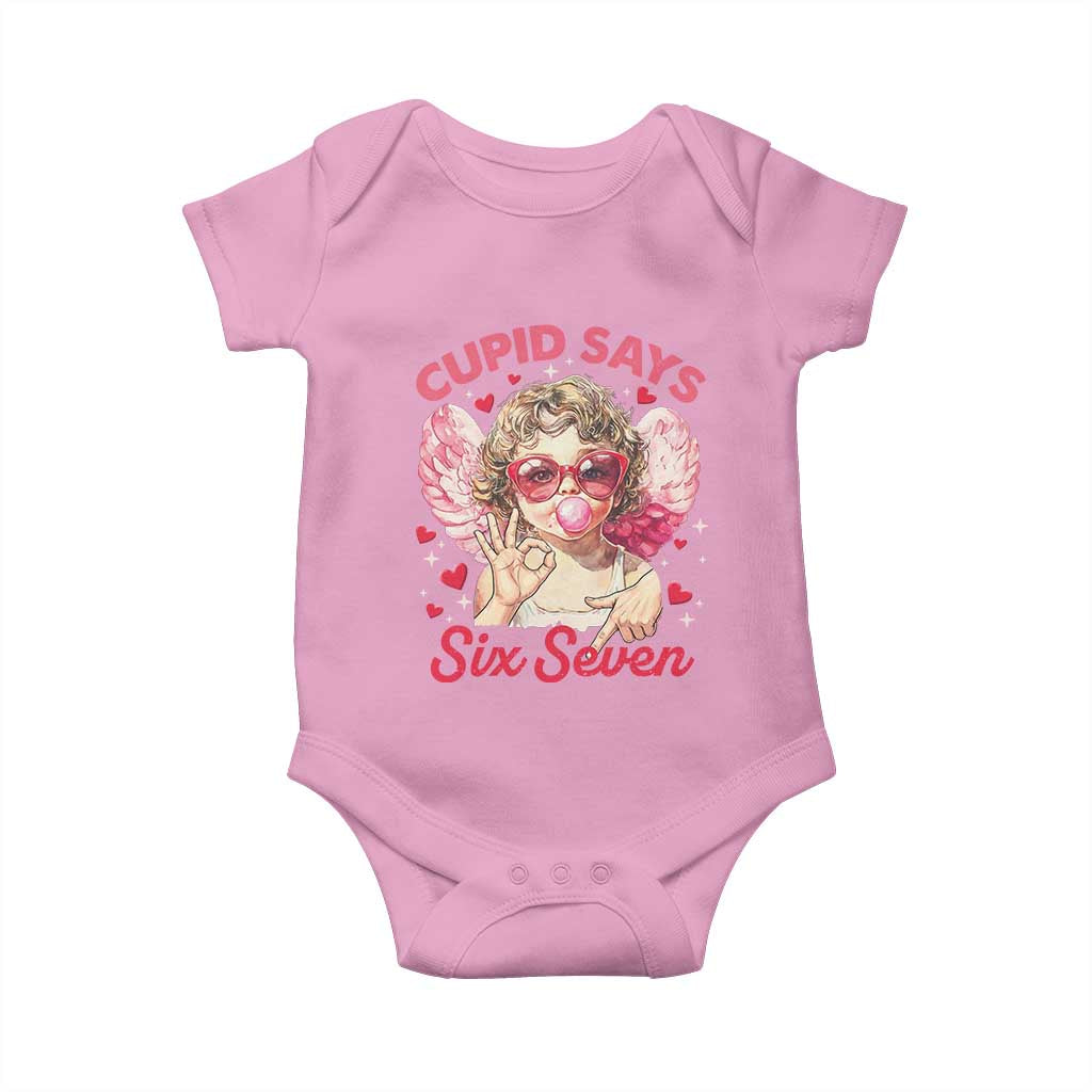Funny 67 Valentines Day Baby Onesie Cupid Say Six Seven 67 Meme TS11 Light Pink Print Your Wear