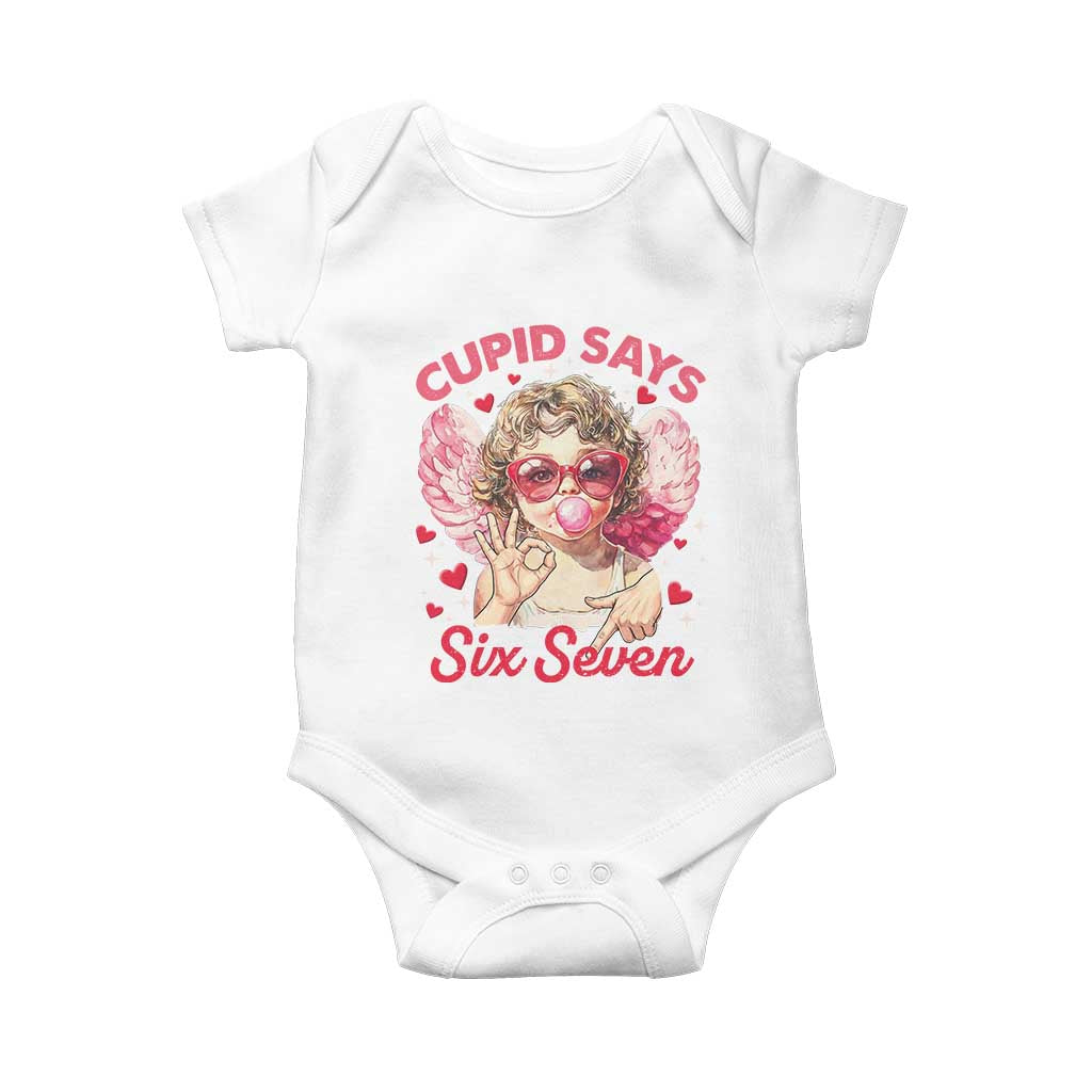 Funny 67 Valentines Day Baby Onesie Cupid Say Six Seven 67 Meme TS11 White Print Your Wear