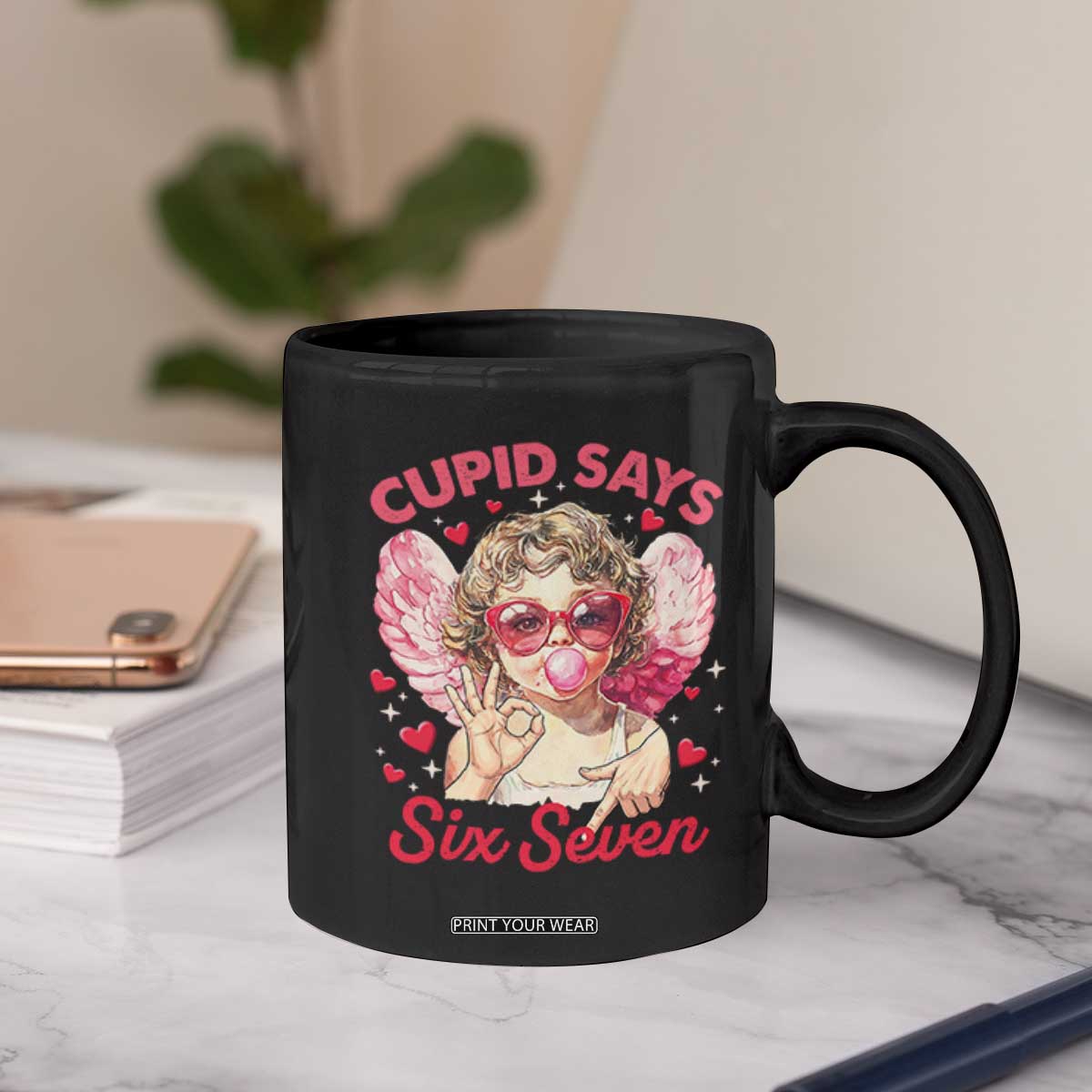 Funny 67 Valentines Day Coffee Mug Cupid Say Six Seven 67 Meme TS11 Print Your Wear