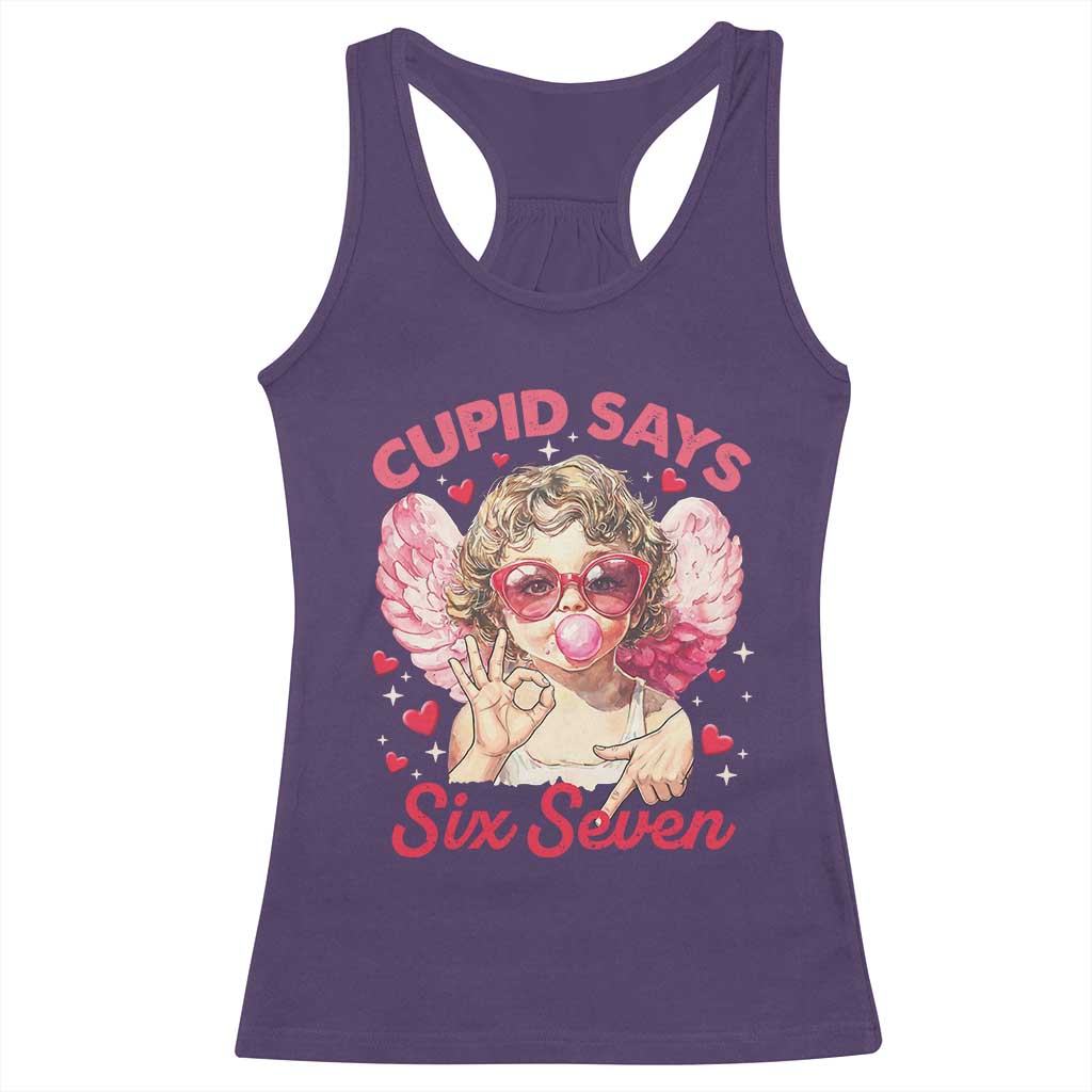 Funny 67 Valentines Day Racerback Tank Top Cupid Say Six Seven 67 Meme TS11 Purple Print Your Wear