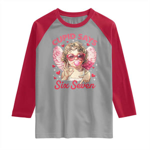 Funny 67 Valentines Day Raglan Shirt Cupid Say Six Seven 67 Meme TS11 Sport Gray Red Print Your Wear
